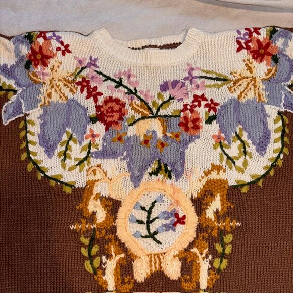 Jennifer Reed Sweater Womens Hand Knit Cottagecore Grannycore Sz Large/XL - Picture 8 of 8